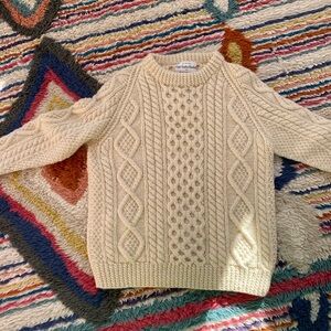 100% Wool Cream Cable Knit Sweater